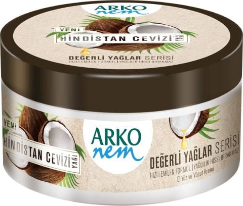 Arko Nem Değerli Yağlar Hindistan Cevizi Nemlendirici El Ve Yüz Kremi 250 ml