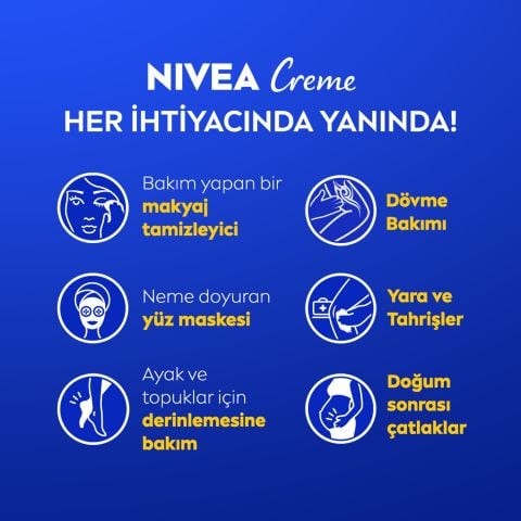 NIVEA Creme Yoğun Nemlendirme,El,Yüz ve Vücut Nemlendirici Teneke Krem 250 ml