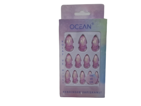 Ocean Solingen Renkli Takma Tırnak Tak Ve Çık Kendinden Yapışkanlı Takma Tırnak ASU-765 12 Adet