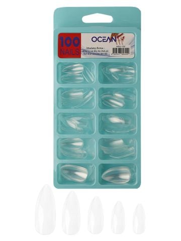 Ocean Solingen Şeffaf Takma Tırnak 100'lü Kutulu Badem Protez Tırnak ASU-132