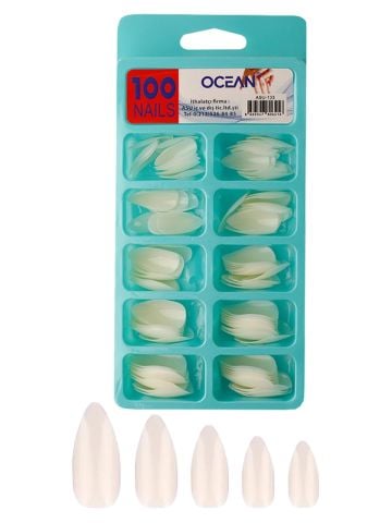 Ocean Solingen Beyaz Takma Tırnak 100'lü Kutulu Badem Protez Tırnak ASU-133