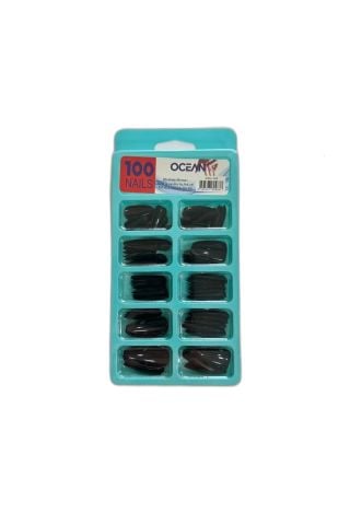 Ocean Solingen Siyah Renk Takma Tırnak 100'lü Kutulu Badem Protez Tırnak ASU-143