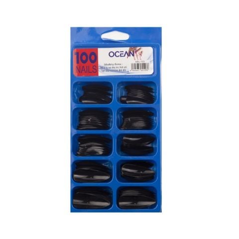 Ocean Solingen Siyah Renk Takma Tırnak 100'lü Kutulu Stiletto Protez Takma Tırnak ASU-123