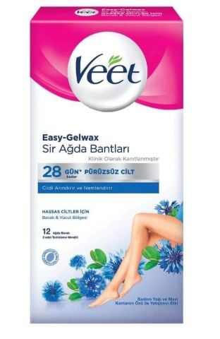Veet EasyStrip Kullanıma Hazır Sir Ağda Bantları 12 adet