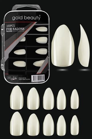 Gold Beauty Beyaz Takma Tırnak 100'lü BADEM EP-704