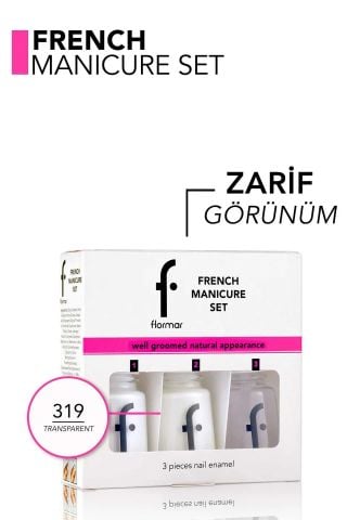 Flormar French Yarı Transparan & Parlak Bitişli 3'lü French Manikür Seti No: 319