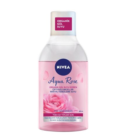 NIVEA Micellar Makyaj Temizleme Suyu Çift Fazlı Gül Suyu 400 ml