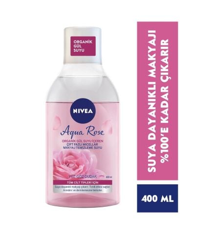 NIVEA Micellar Makyaj Temizleme Suyu Çift Fazlı Gül Suyu 400 ml