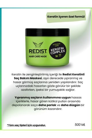 Redist Professional Onarıcı Saç Bakım Maskesi Keratin 500 ml