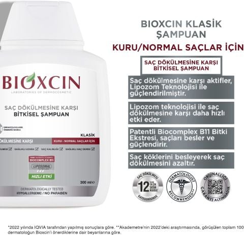 Bioxcin Genesis Kuru ve Normal Saçlar için Şampuan 3 x 300ml