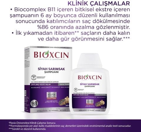 Bioxcin Saç Dökülmesine Karşı Siyah Sarımsak Şampuanı 3x300 ml