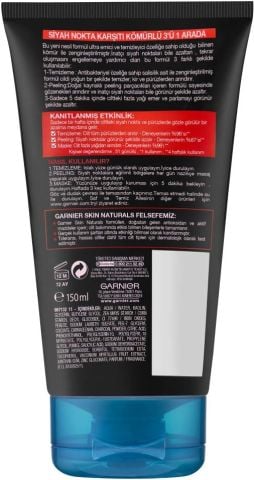 Garnier Skin Naturals Saf & Temiz Siyah Nokta Karşıtı Kömürlü 3'ü 1 arada