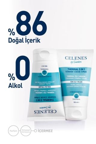 Celenes Thermal 3'ü 1 Arada Yıkama Peeling Maske 150 ml