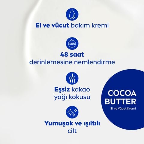 NIVEA El Ve Vücut Bakım Kremi Cocoa Butter 400ml Nemlendirici Serum E Vitamini