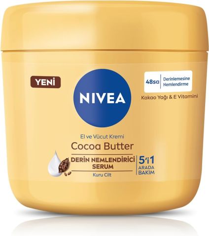 NIVEA El Ve Vücut Bakım Kremi Cocoa Butter 400ml Nemlendirici Serum E Vitamini