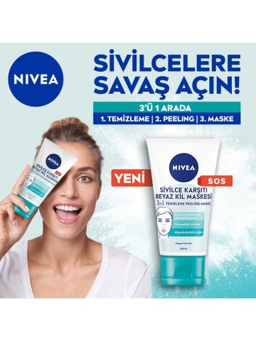 Nivea Sivilce Karşıtı Beyaz Kil Maskesi 3'ü 1 Arada 150 ml