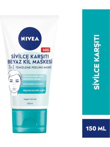 Nivea Sivilce Karşıtı Beyaz Kil Maskesi 3'ü 1 Arada 150 ml