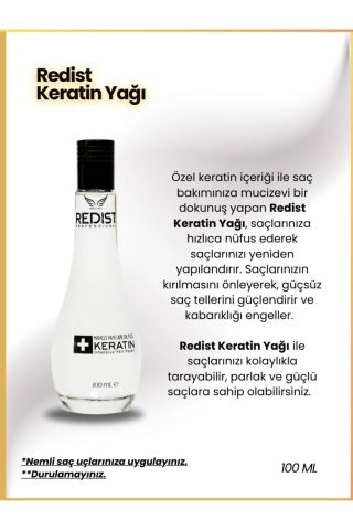 Redist Keratin Saç Bakım Yağı 100 ml Aşırı Yıpranmış Ve Yanmış Saçlar İçin Anında Onarıcı