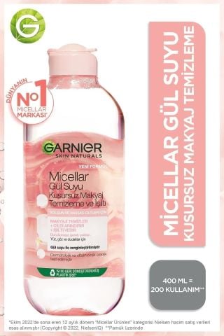 Garnier Micellar Gül Suyu Kusursuz Makyaj Temizleme & Işıltı 400 Ml