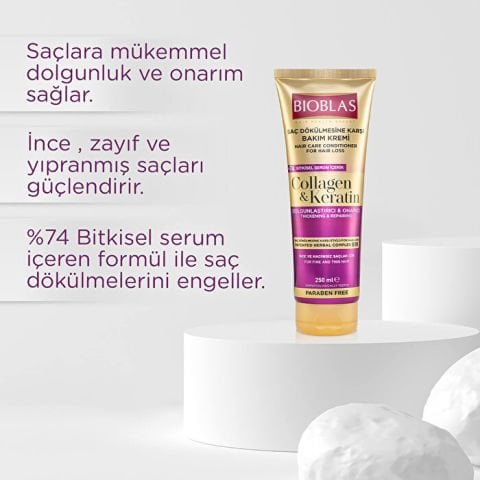 Bioblas Collagen Keratin Saç Dökülmesine Karşı Saç Kremi 200ml