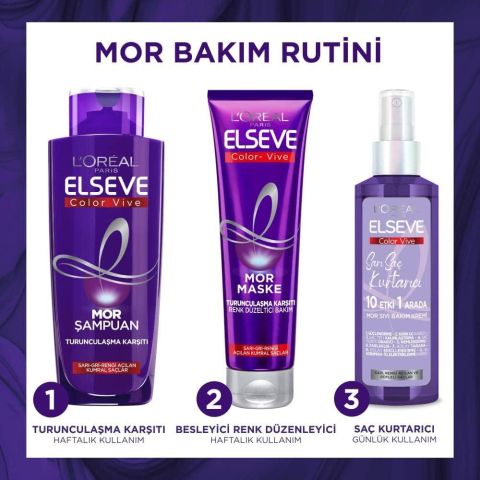 Loreal Paris Elseve Color Vive Sarı Saç Kurtarıcı Mor Sıvı Bakım Kremi 150 ml