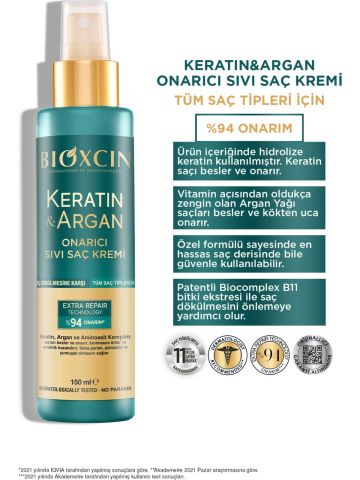 Bioxcin Keratin ve Argan Onarıcı Sıvı Saç Kremi 150 ml