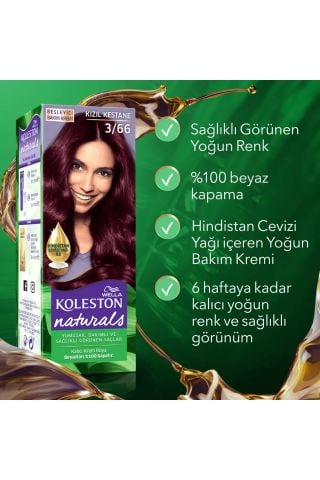 Wella Koleston Naturals Saç Boyası 3/66 Kızıl Kestane