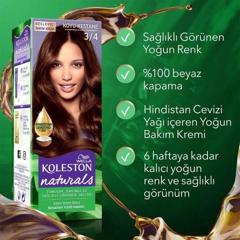 Wella Koleston Naturals Saç Boyası Koyu Kestane 3/4