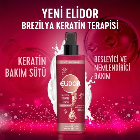 Elidor Sıvı Saç Bakım Sütü Brezilya Keratin Terapisi Hidrolize Keratin Marula Yağı E Vitamini 200 ml