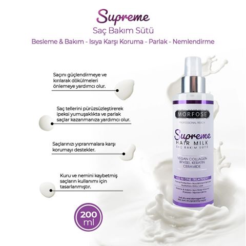 Morfose Supreme Saç Bakım Sütü 200 ml Yumuşak Saçlar
