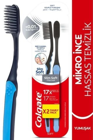 Colgate Mikro İnce Charcoal Hassas Temizlik Yumuşak Diş Fırçası 2'Li
