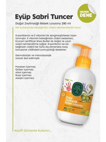 Eyüp Sabri Tuncer Doğal Zeytinyağlı Bebek Losyonu 280 ml