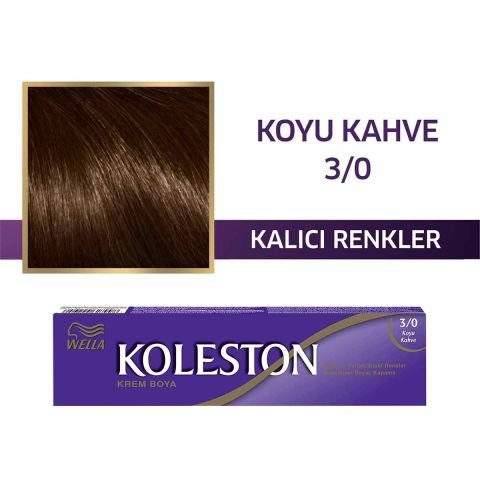 Wella Koleston Kalıcı Krem Saç Boyası 3/0 Koyu Kahve