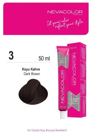 Neva Color Tüp Saç Boyası 3 Koyu Kahve 50 ml