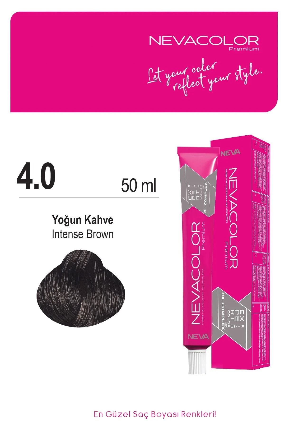 Neva Color Tüp Saç Boyası 4.0 Yoğun Kahve 50 ml
