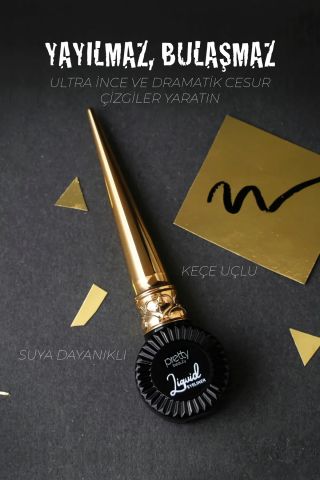Pretty Beauty Mat Siyah Likit Eyeliner Liquid Black Eyeliner Suya Dayanıklı Eyeliner PB-401