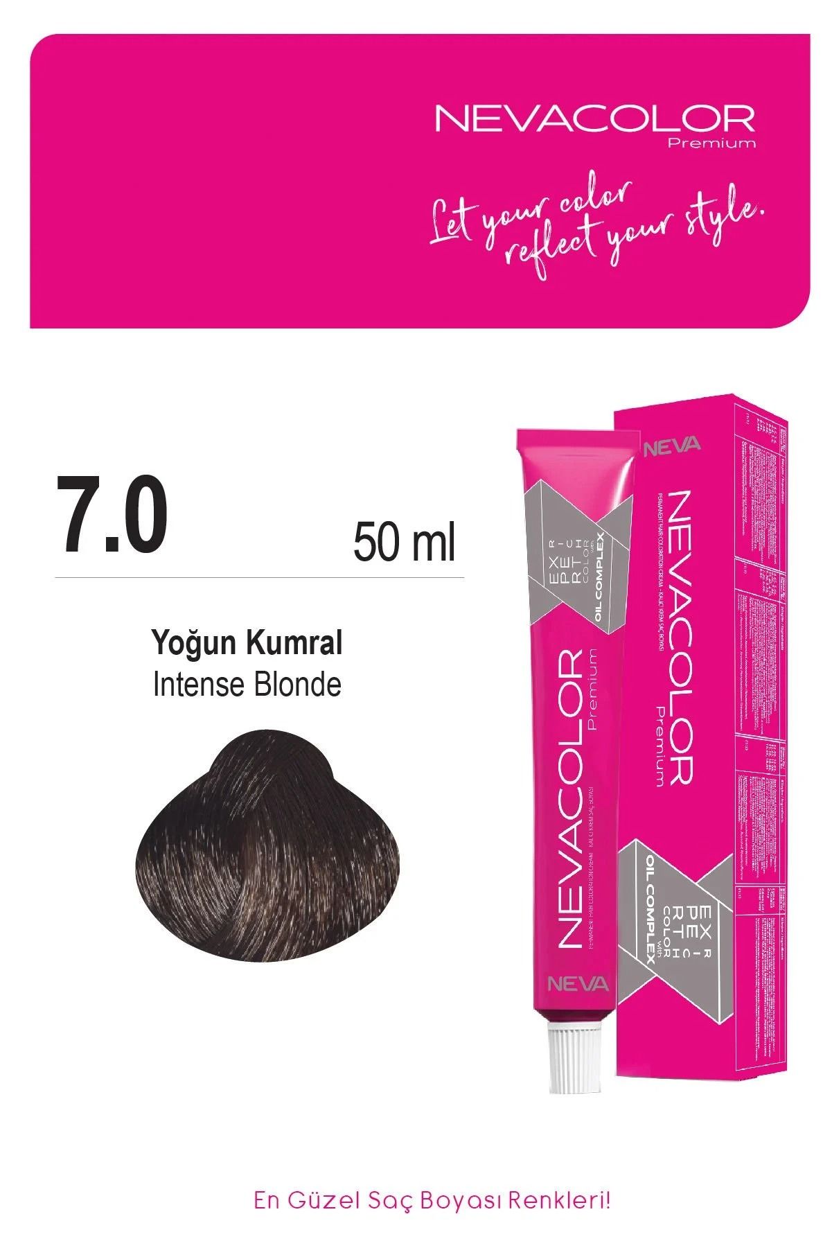 Neva Color Premium Tüp Saç Boyası 7.0 Yoğun Kumral 50 ml