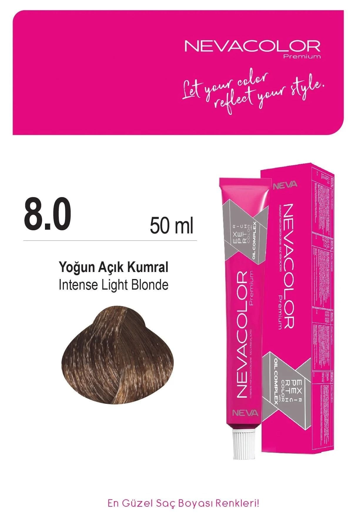 Neva Color Tüp Saç Boyası 8.0 Yoğun Açık Kumral 50 ml