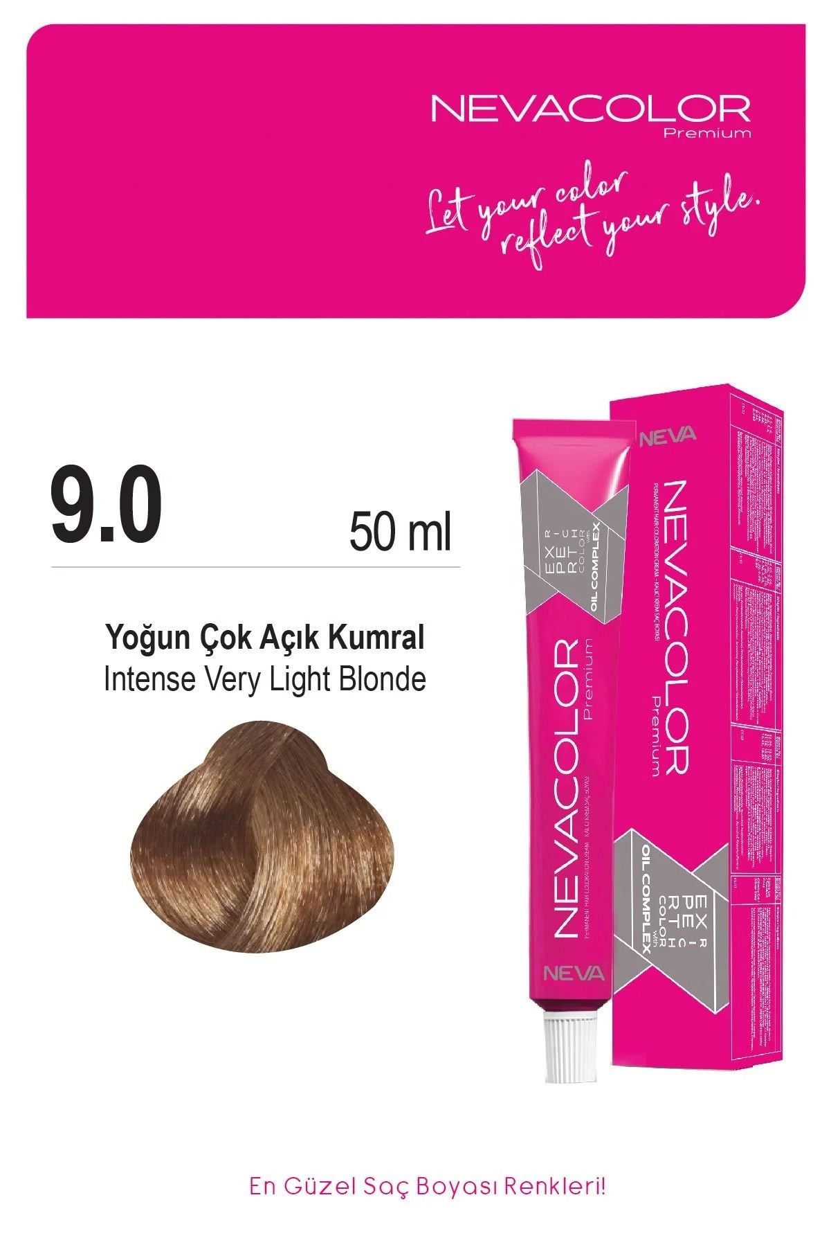 Neva Color Tüp Saç Boyası 9.0 Yoğun Çok Açık Kumral