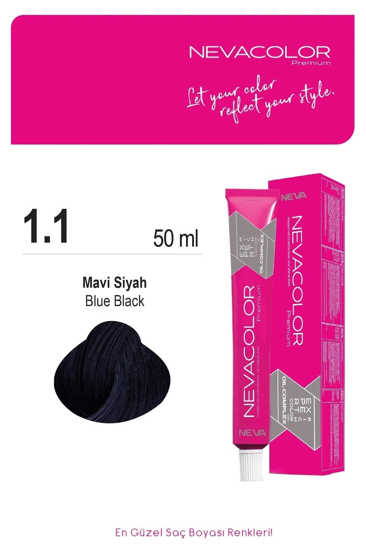 Neva Color Tüp Saç Boyası 1.1 Mavi Siyah 50 ml