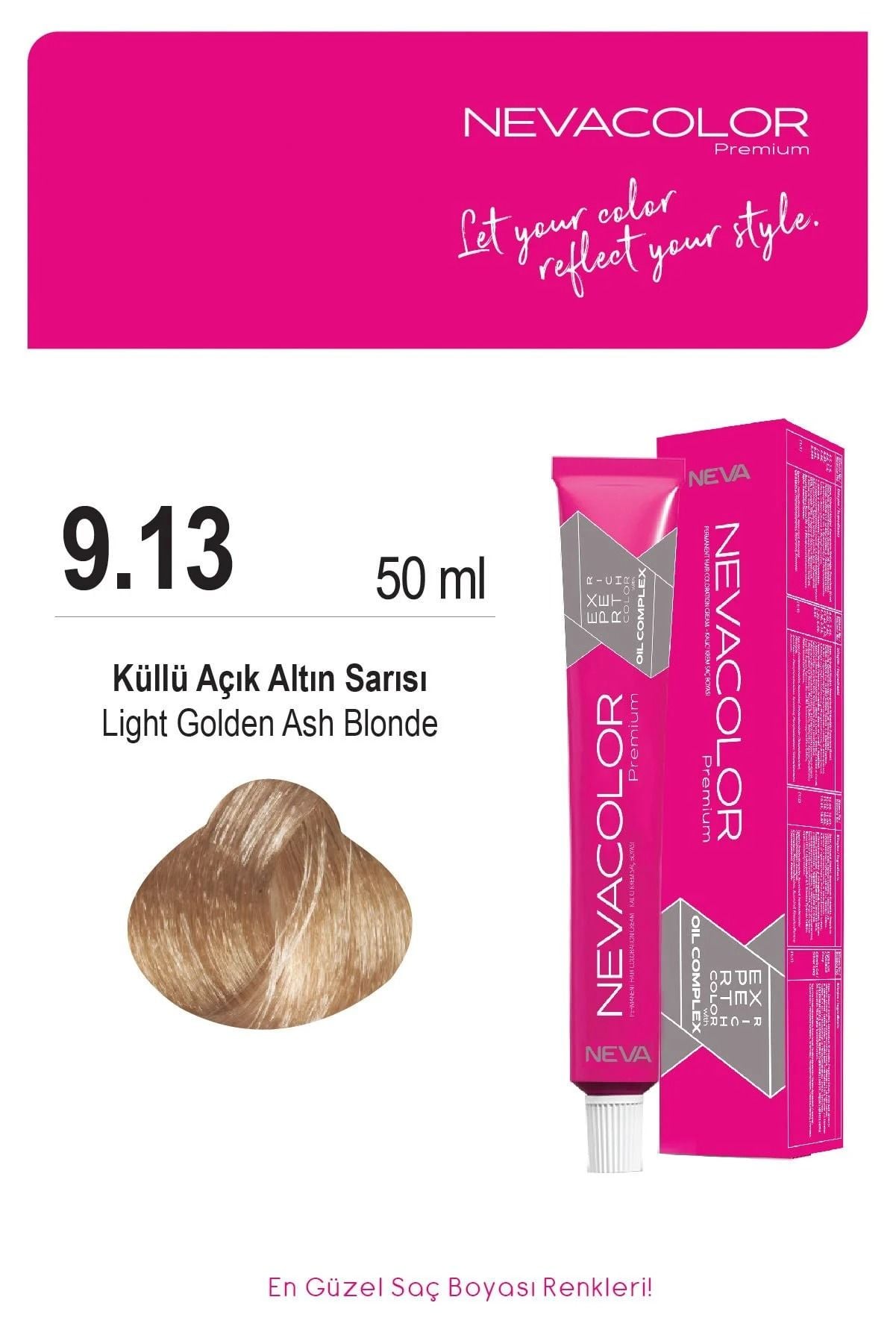 Neva Color Tüp Saç Boyası 9.13 Küllü Açık Altın Sarısı 50 ml