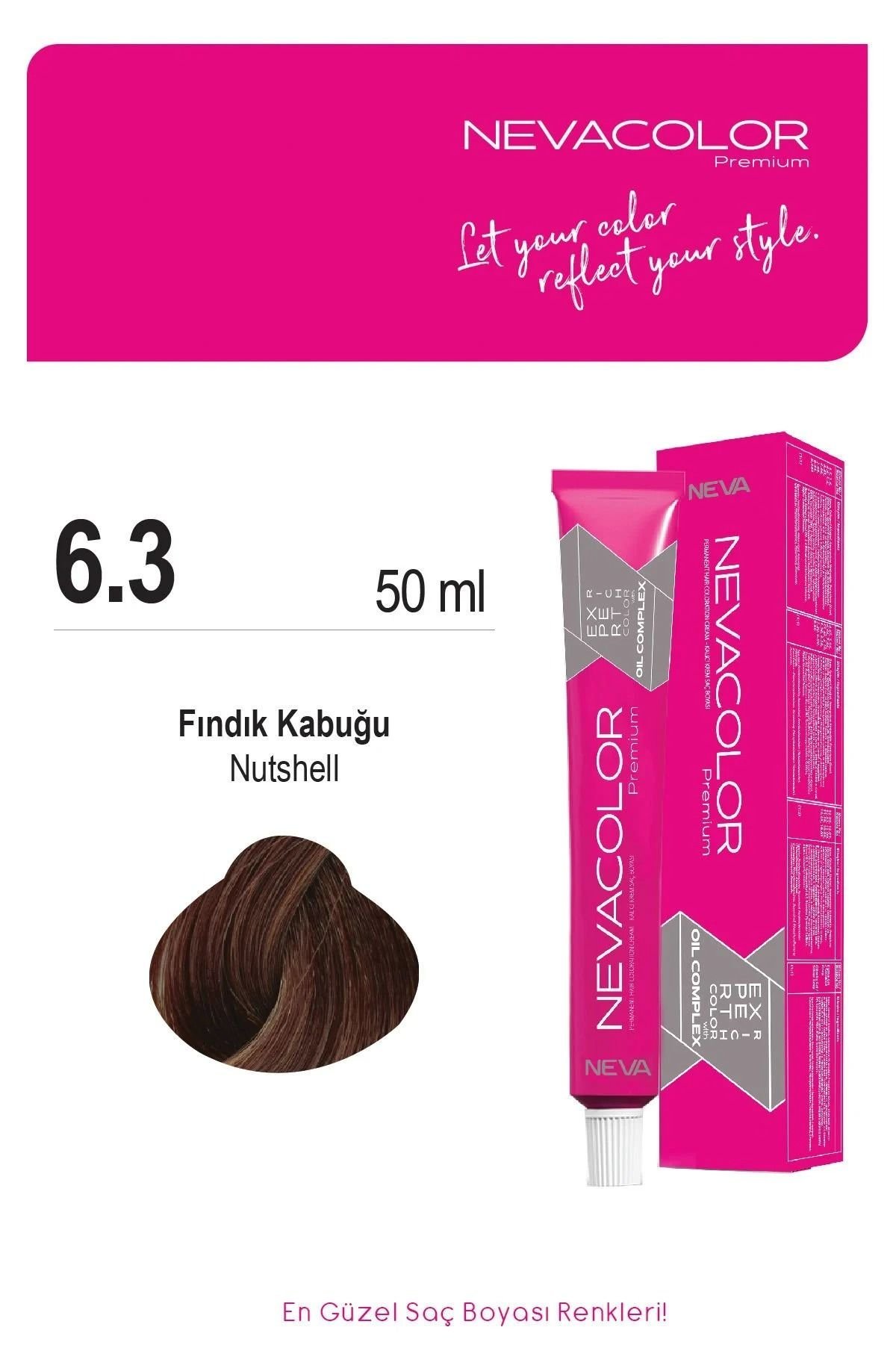 Neva Color Premium Tüp Saç Boyası 6.3 Fındık Kabuğu