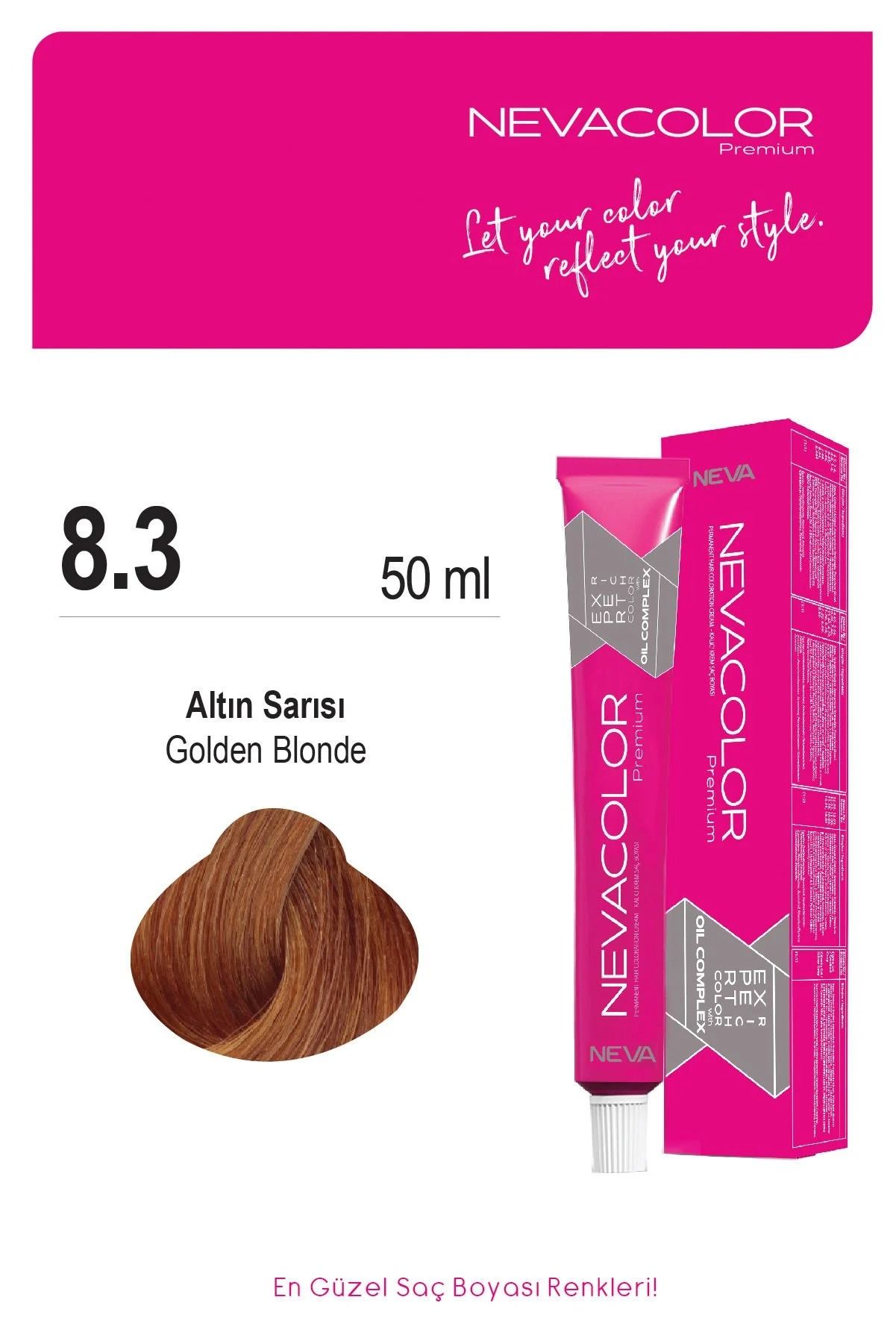 Neva Color Tüp Saç Boyası 8.3 Altın Sarısı 50 ml
