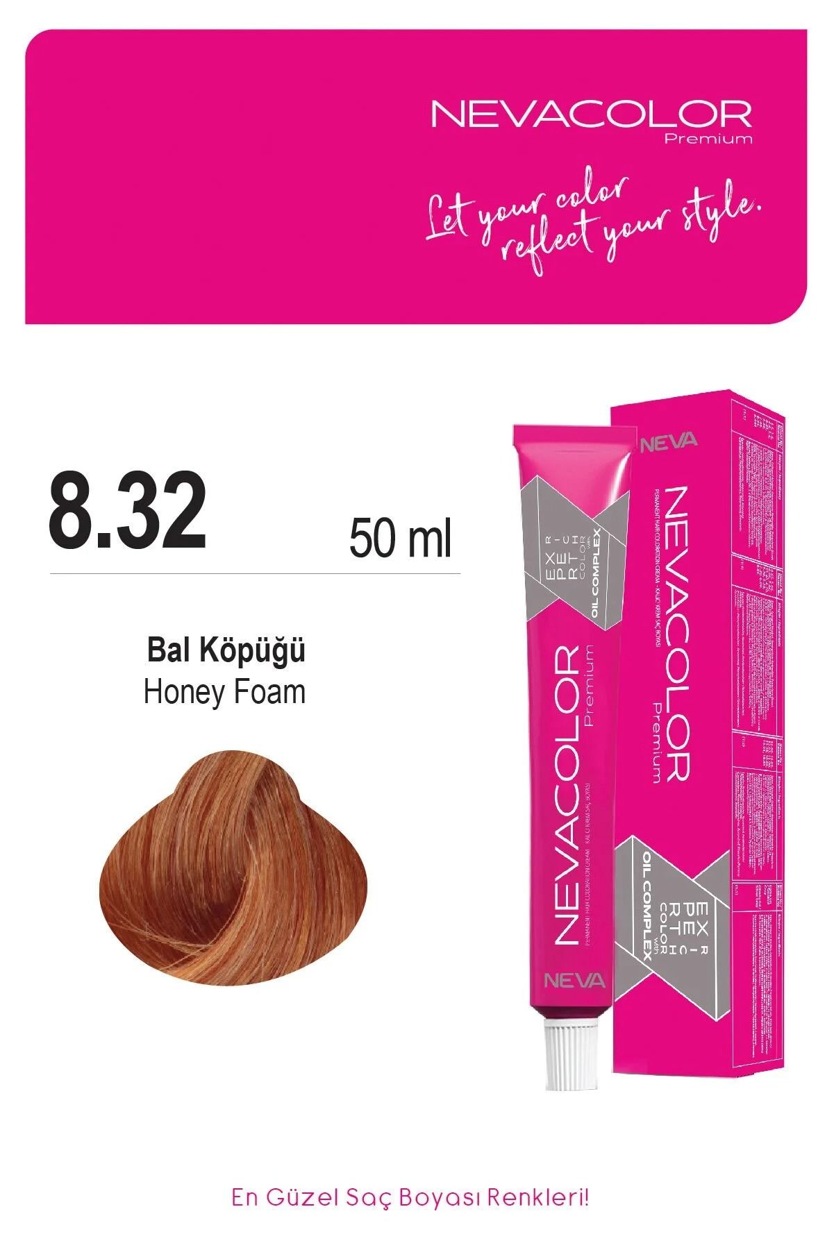 Neva Color Tüp Saç Boyası 8.32 Bal Köpüğü 50 ml