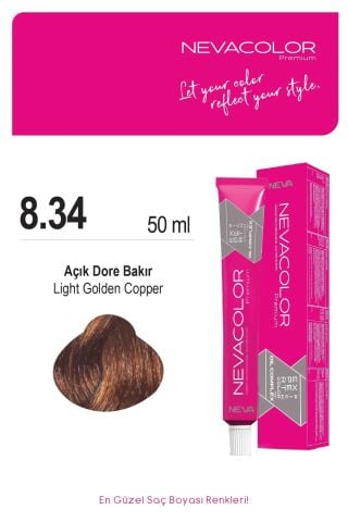 Neva Color Tüp Saç Boyası 8.34 Açık Dore Bakır 50 ml