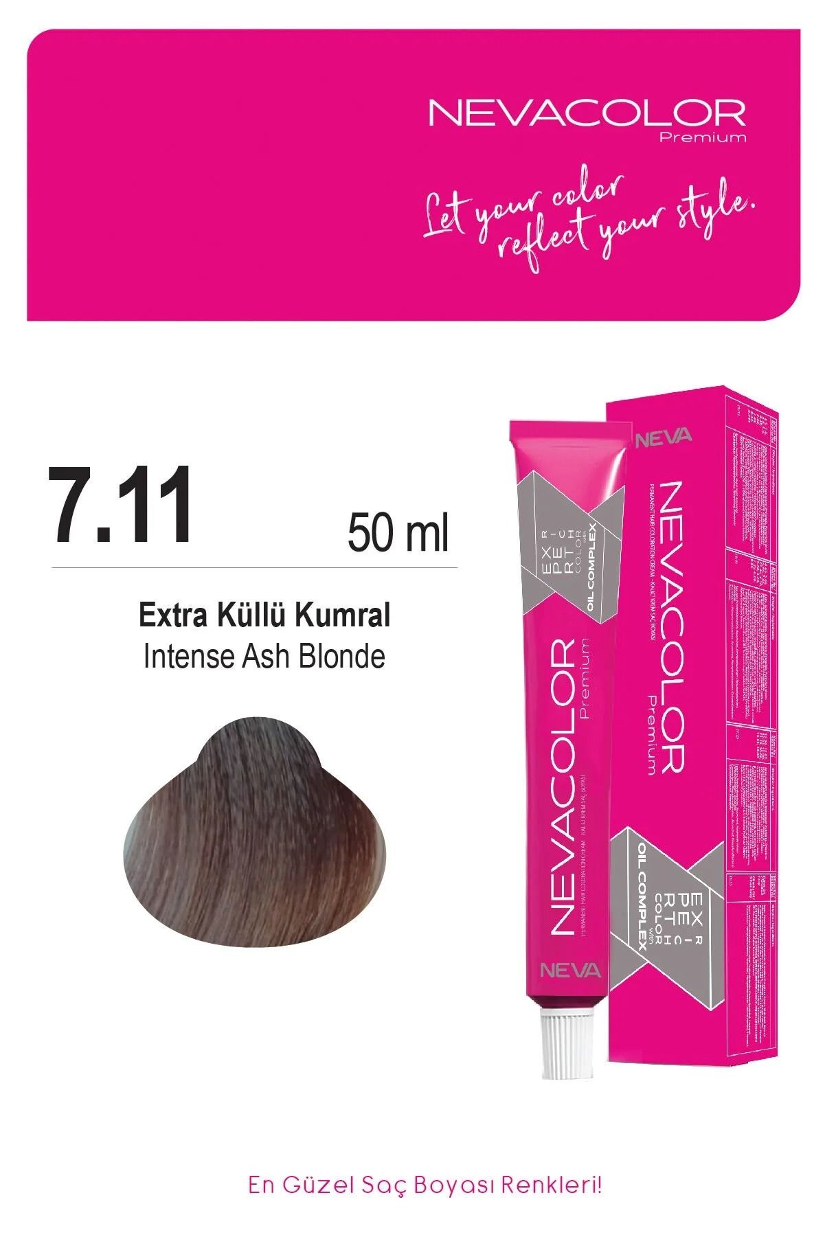 Nevacolor Premium Tüp Saç Boyası Ekstra Küllü Kumral 7.11