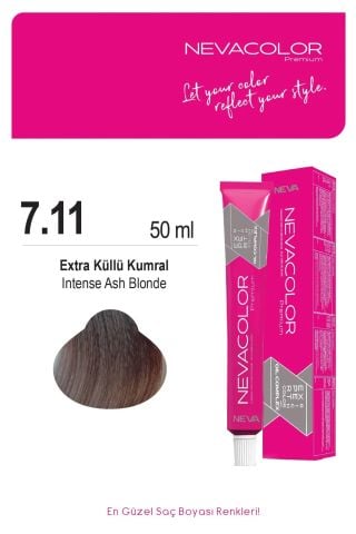 Nevacolor Premium Tüp Saç Boyası Ekstra Küllü Kumral 7.11