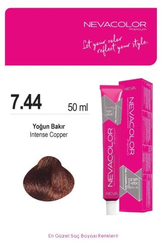 Neva Color Tüp Saç Boyası 7.44 Yoğun Bakır 50 ml