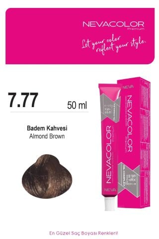 Neva Color Tüp Saç Boyası 7.77 Badem Kahvesi 50 ml
