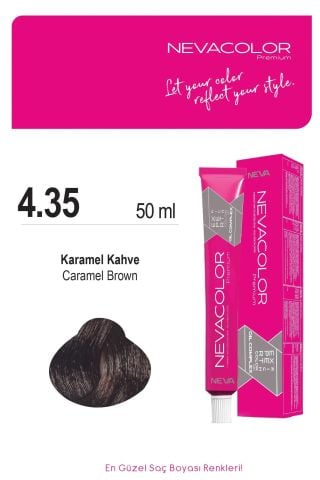 Neva Color Tüp Saç Boyası 4.35 Karamel Kahve 50 ml